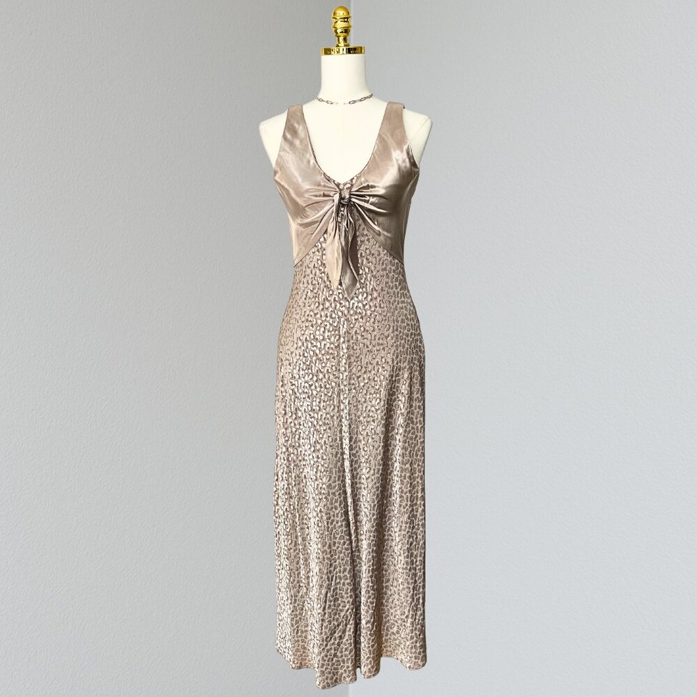 Animal Print Satin Vest Maxi Dress